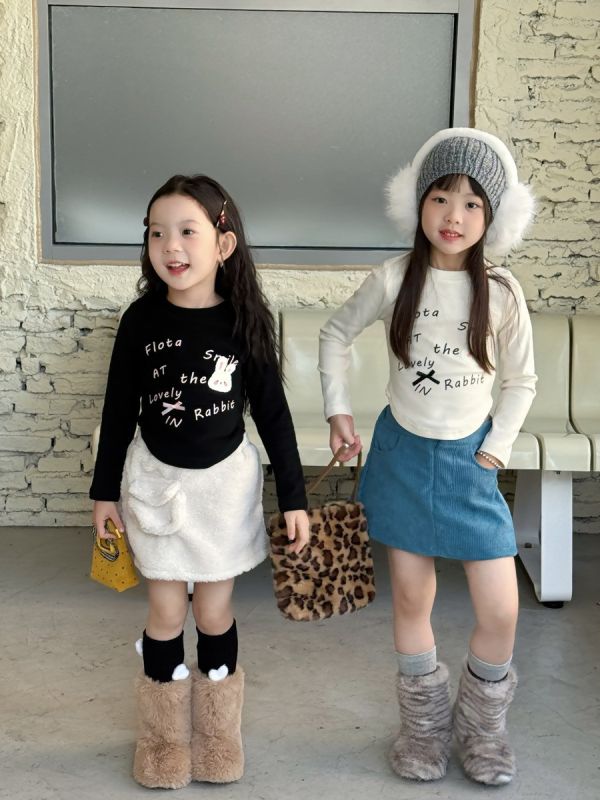 蝴蝶結兔子雙面絨圓弧上衣 