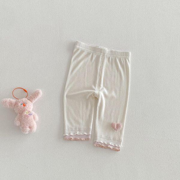 撞色木耳捲邊愛心透氣長褲 