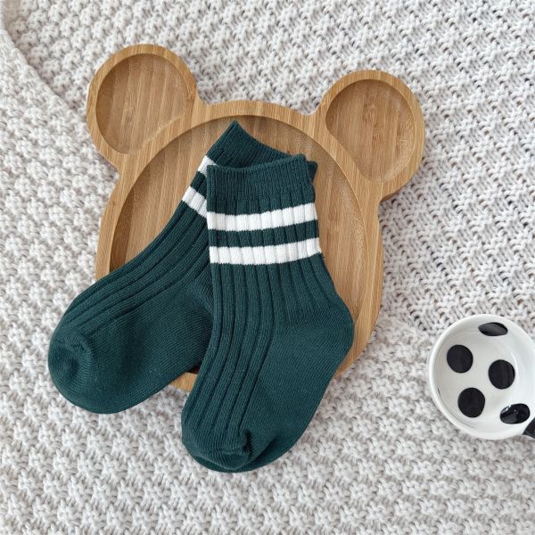 雙槓運動風休閒條紋中筒襪(一套五入) 