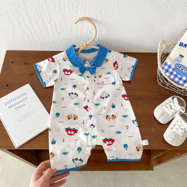 滿版小汽車領結連身裝 