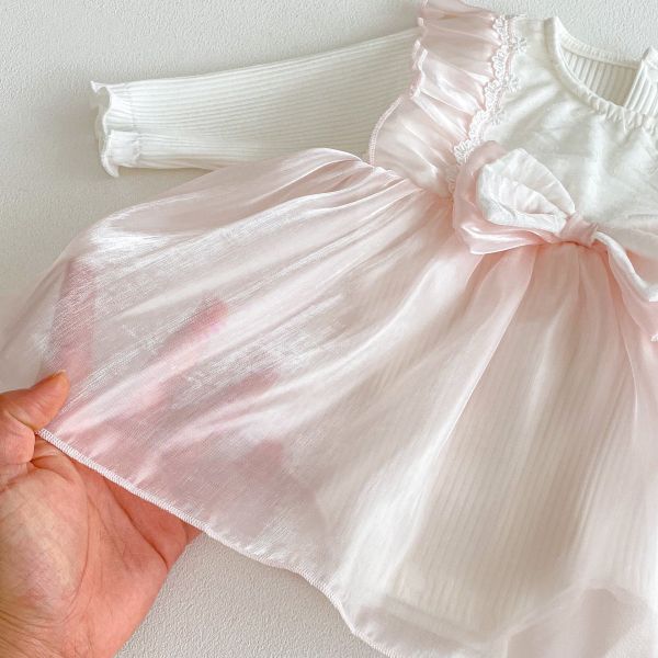 公主蝴蝶結假兩件短/長袖包屁裙(含頭飾) 