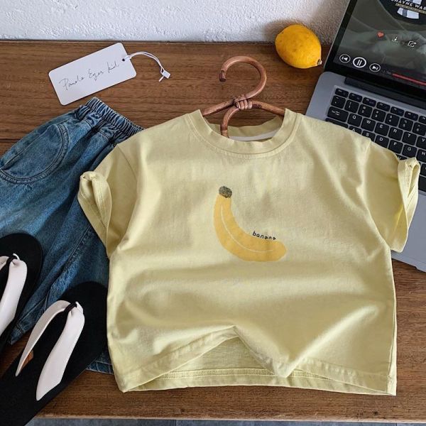蘋果/香蕉印花素色簡約上衣 