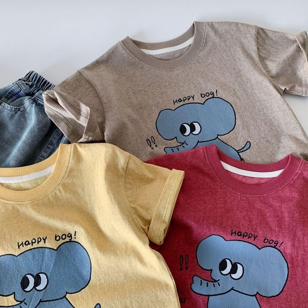 棉質大象印花T恤上衣 