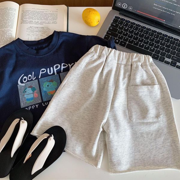 毛邊不修邊狗狗印花棉褲短褲 