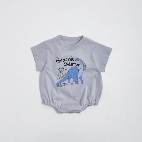 素色恐龍印花簡約包屁衣 