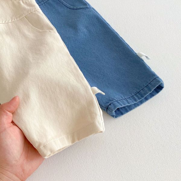 立體小熊字母刺繡牛仔吊帶褲 