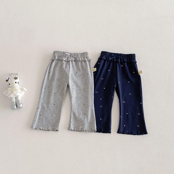 可愛笑臉木耳花邊彈力長褲 