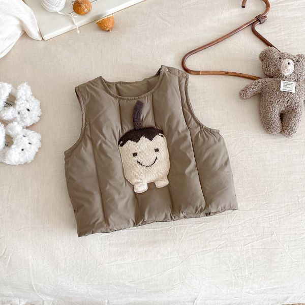 可愛刺繡夾棉背心/加厚上衣/假兩件長褲 