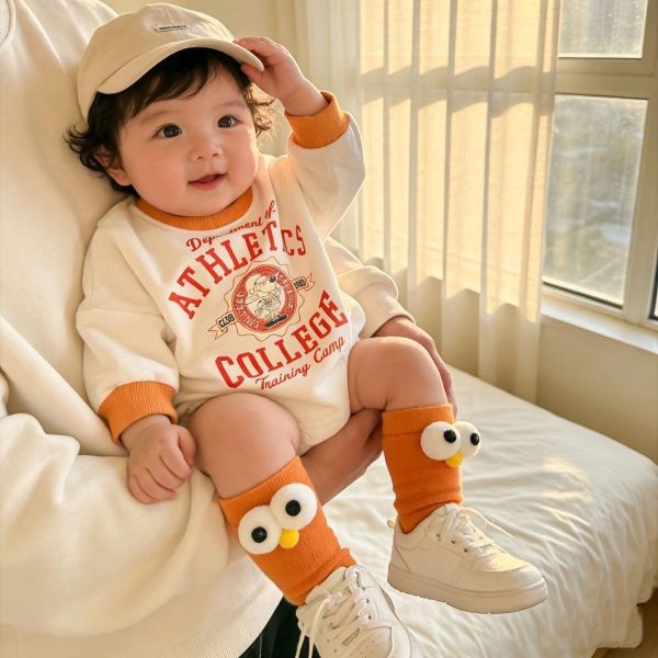 字母狗狗印花壓邊包屁衣+襪 