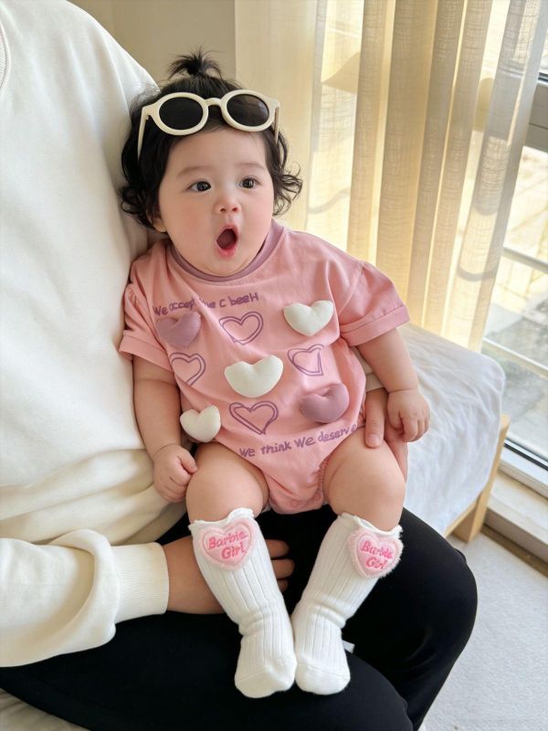 立體愛心可愛印花包屁衣(2色) 