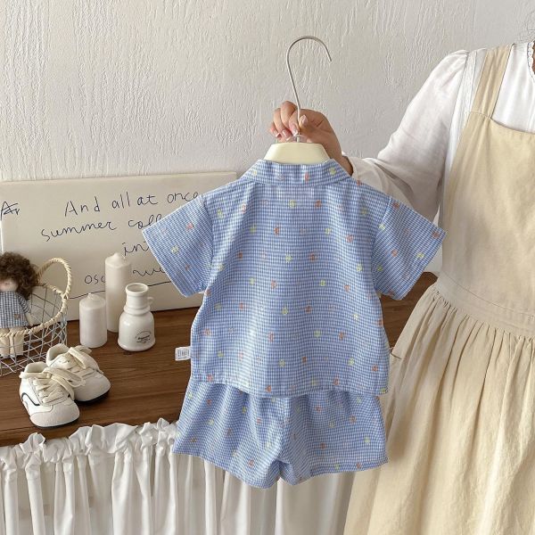可愛娃娃領帶格紋兩件式套裝 