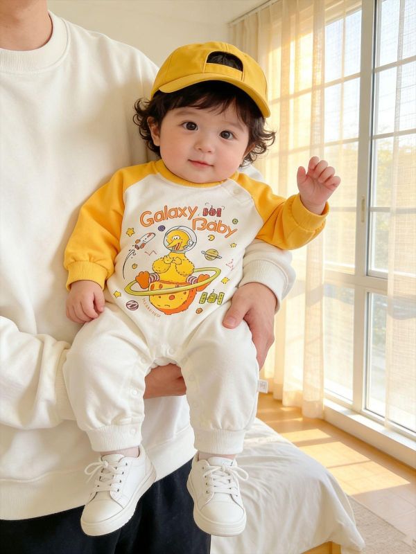 可愛Elmo印花拼袖連身裝(3色) 