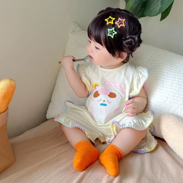 CUTE印花多巴胺飛袖連身裝 