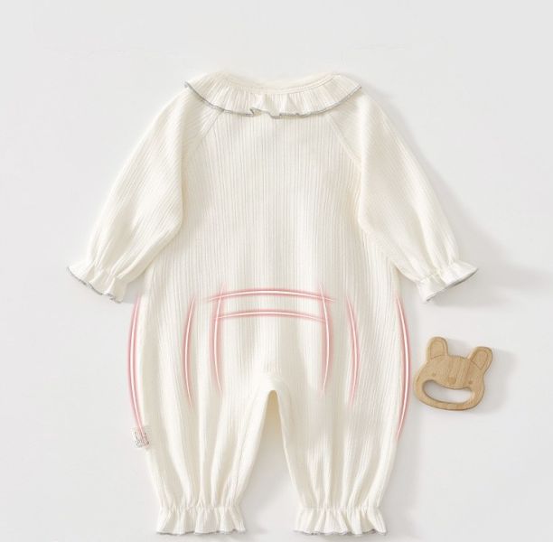 新生兒花邊荷葉領開釦連身裝 