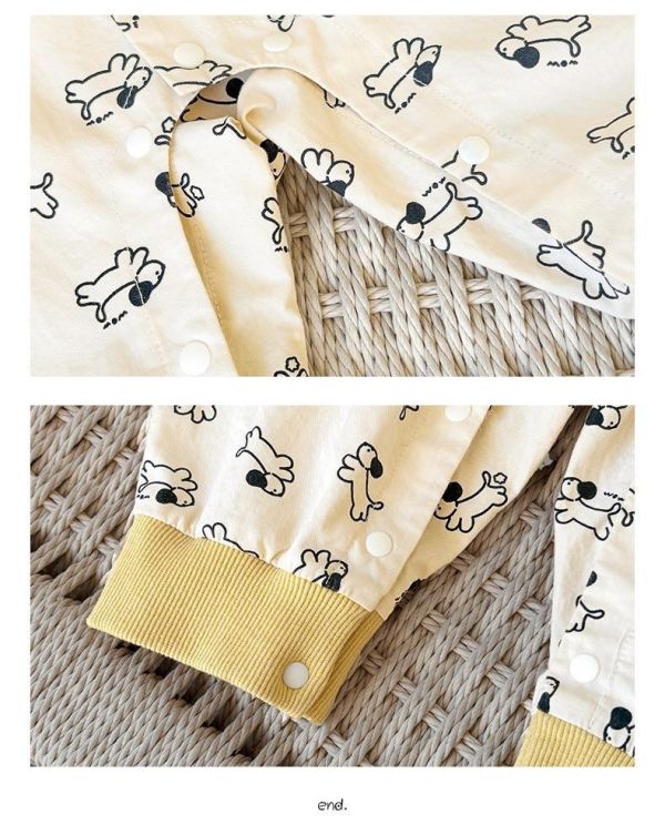 狗狗翻領梭織綿連身裝 