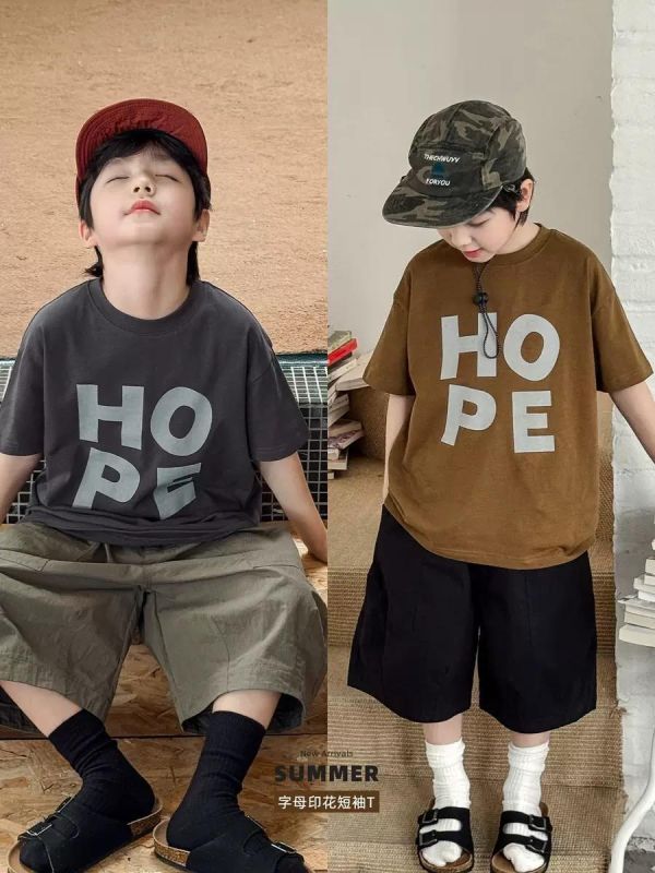 Hope字母素色T恤上衣 