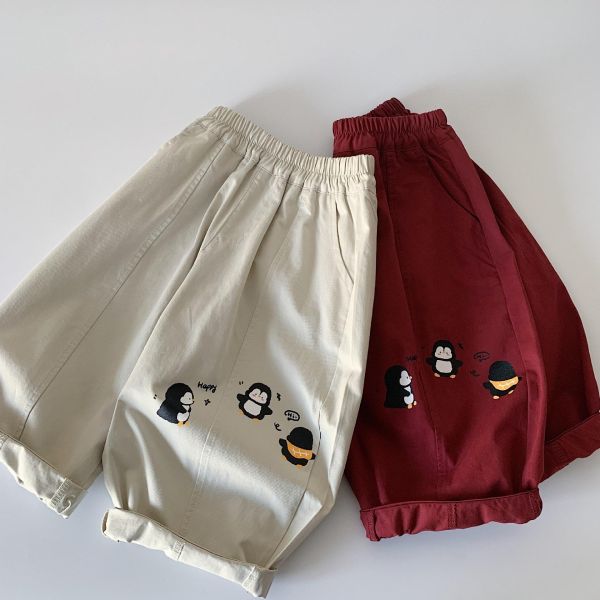 素色企鵝印花休閒長褲 