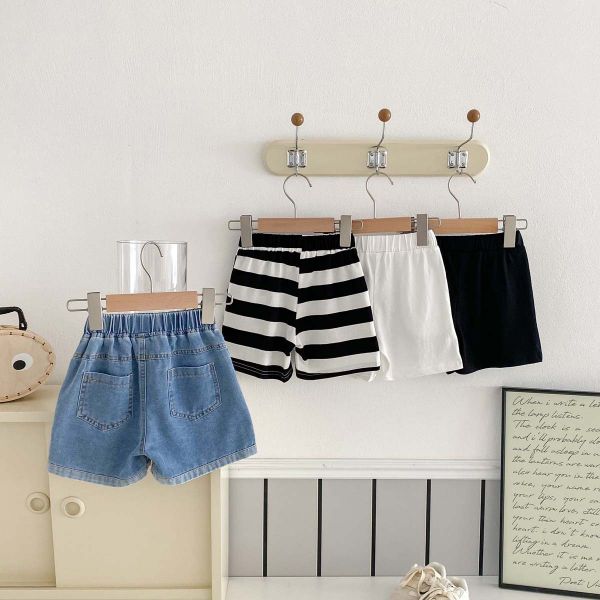 百搭款春夏棉質/牛仔字母布標短褲 