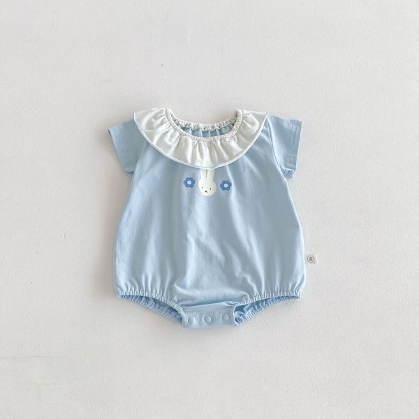 蕾絲領口兔子小花包屁衣 