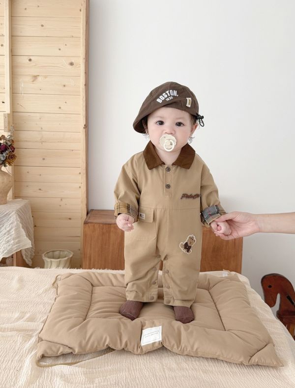 秋季巴恩風小熊工裝連身服 