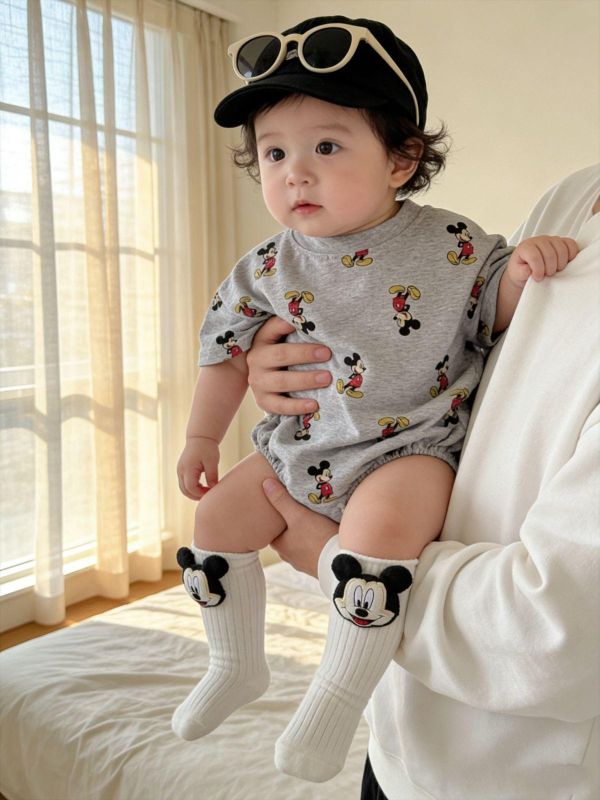 滿版米奇印花寬鬆包屁衣(2色) 