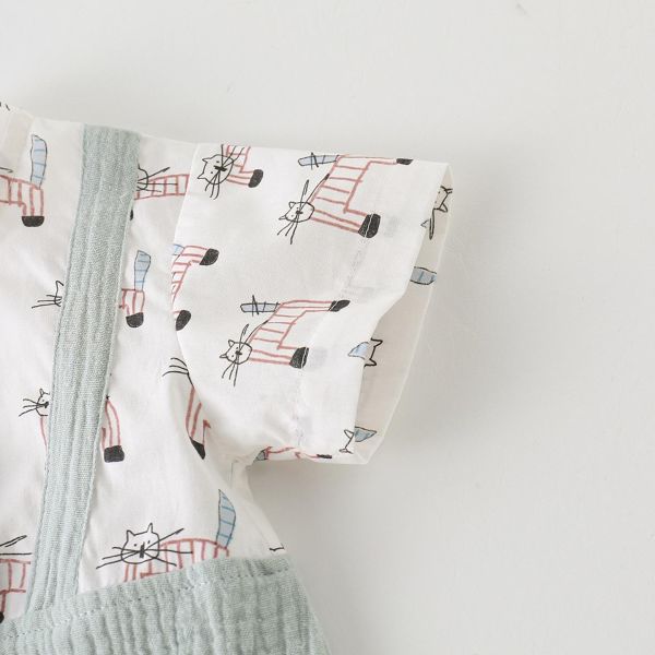 假兩件貓咪領帶吊帶包屁衣 