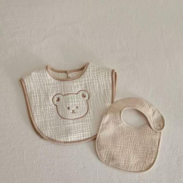 小熊紗布棉吸濕透氣口水圍兜 