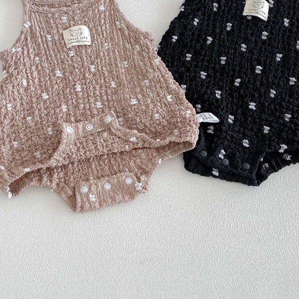 抓皺棉貓咪布標點點細肩包屁衣 