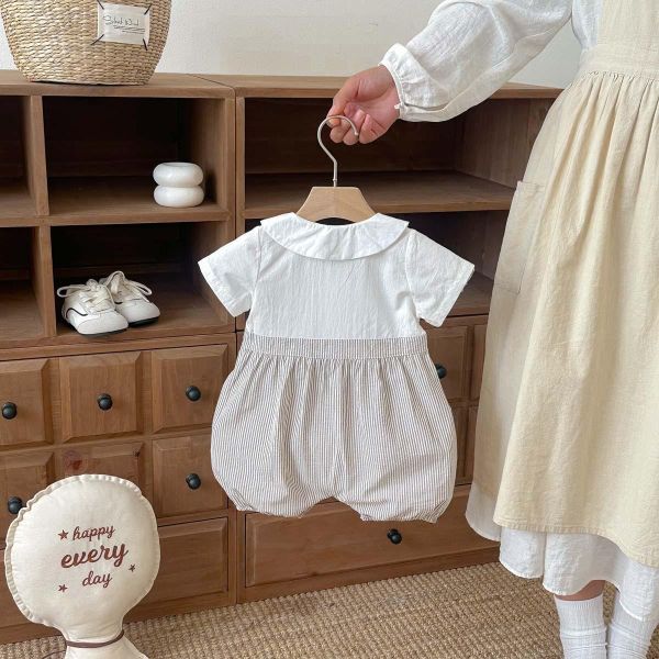 假兩件紳士領結拼接連身裝 