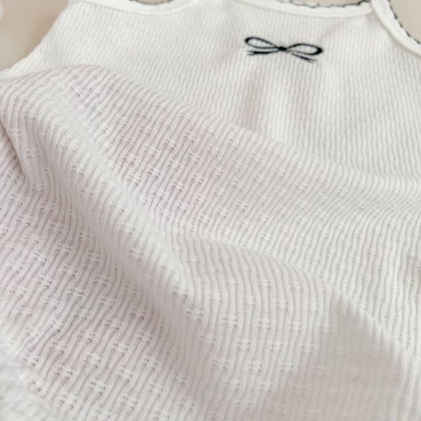 小香風簡約蝴蝶結細肩包屁衣 