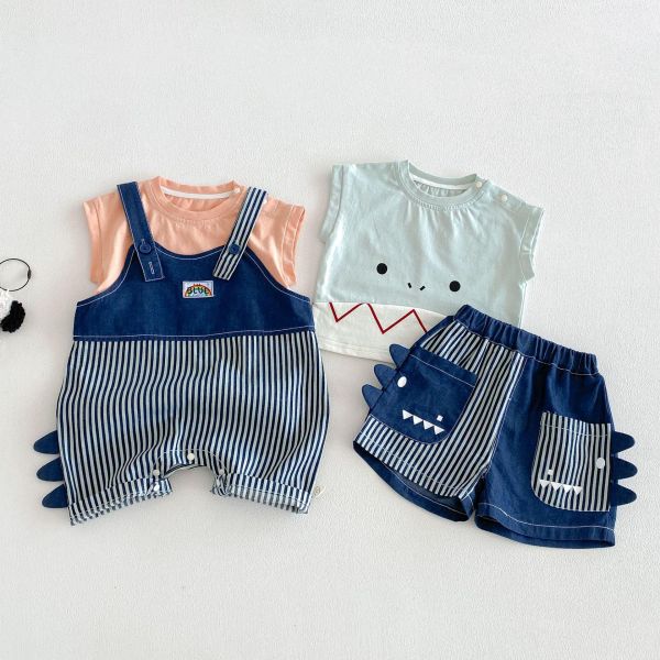 恐龍上衣/牛仔短褲/牛仔吊帶褲 