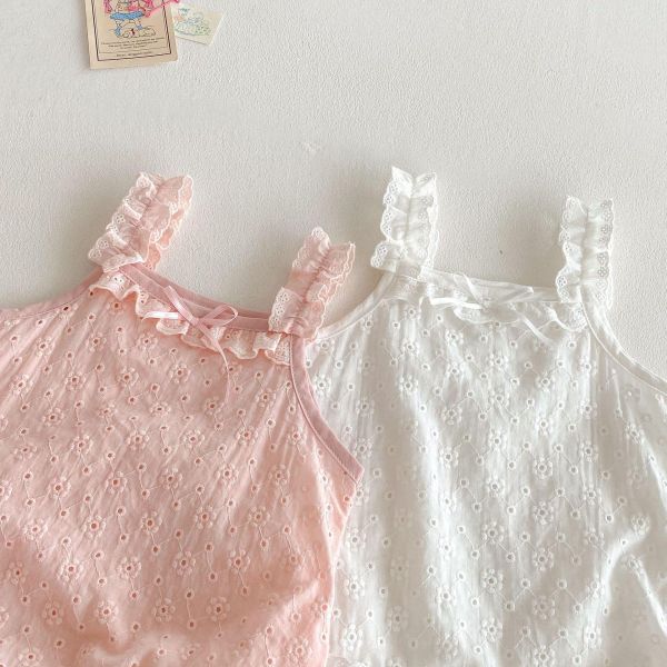 可愛素色木耳背帶蝴蝶結包屁衣 