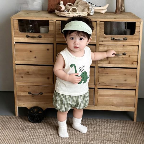 動物條紋套裝/恐龍背心套裝 