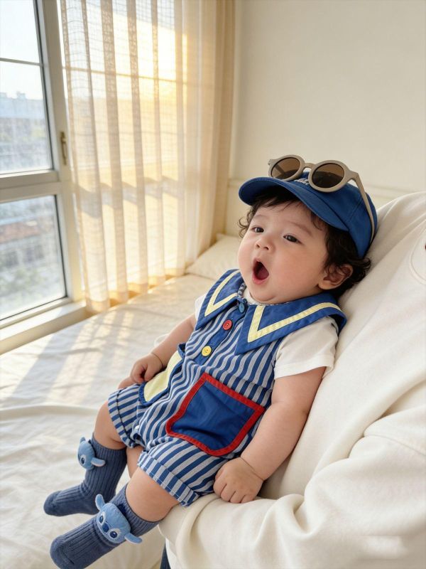 可愛馬戲團小丑翻領兩件套連身裝 