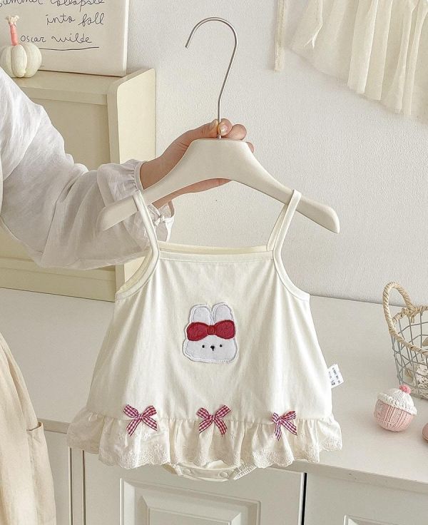 甜美兔子蝴蝶結細肩包屁裙 