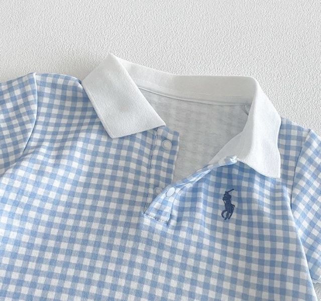 撞色翻領格紋連身裝 