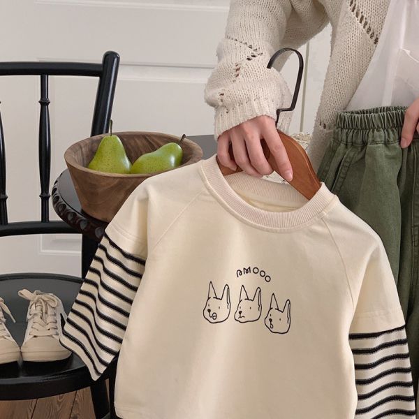 日系狗狗假兩件薄上衣 