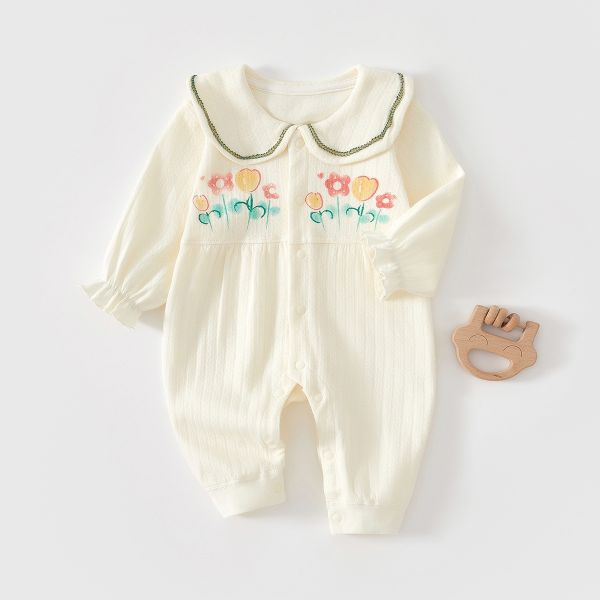 新生兒女童口水巾/蝴蝶結開釦連身裝 