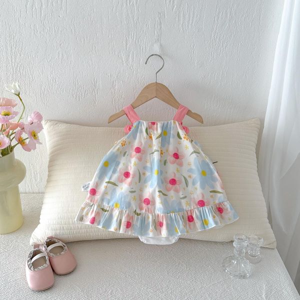 滿印碎花小花背帶包屁裙 