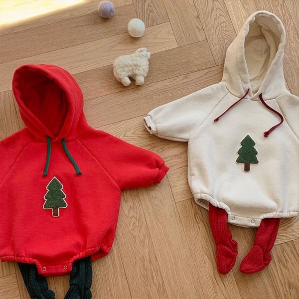 聖誕樹刺繡連帽包屁衣 