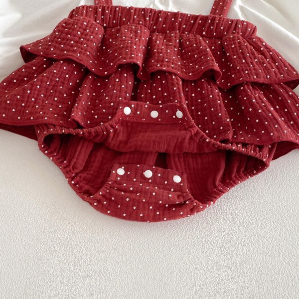 假兩件吊帶點點包屁衣 