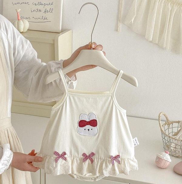 甜美兔子蝴蝶結細肩包屁裙 