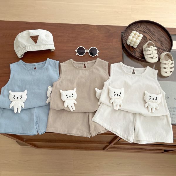 立體可愛貓咪娃娃背心套裝 