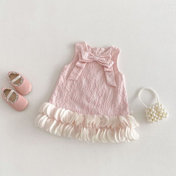 小香風壓紋打底衣/蝴蝶結網紗連身裙 