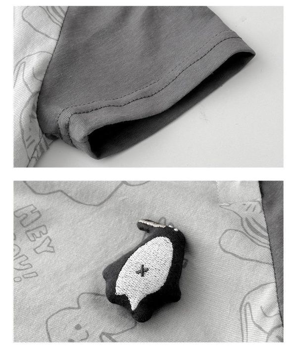 可愛塗鴉企鵝布偶拼袖包屁衣 