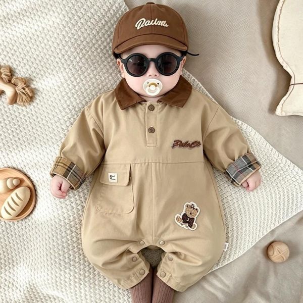 秋季巴恩風翻領工裝連身服 