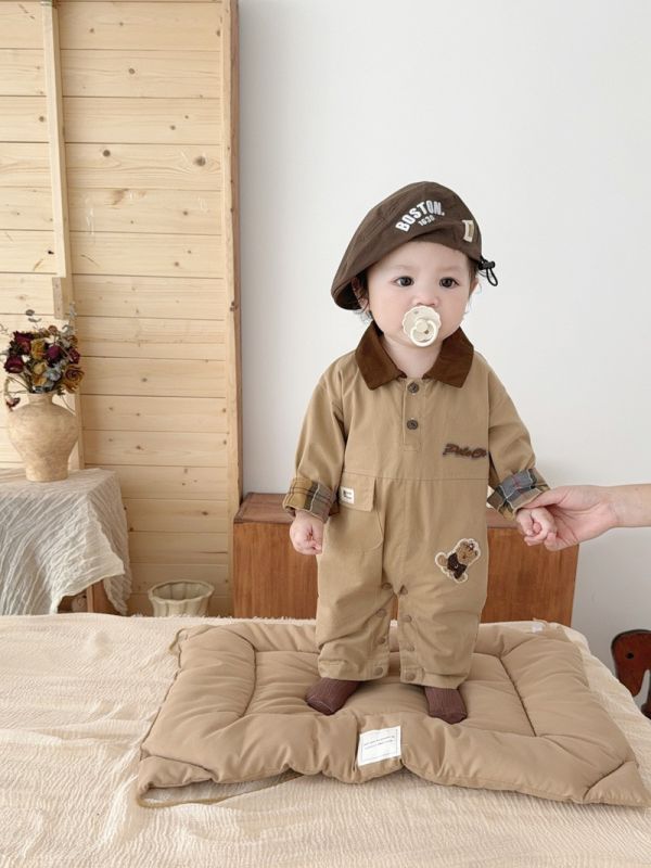 秋季巴恩風小熊工裝連身服 