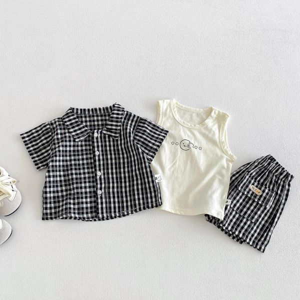 經典款！格紋襯衫兩件式套裝/背心 