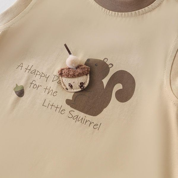 可愛松鼠榛果背心式包屁衣 