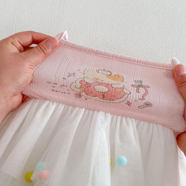 卡通塗鴉背心網紗公主裙 